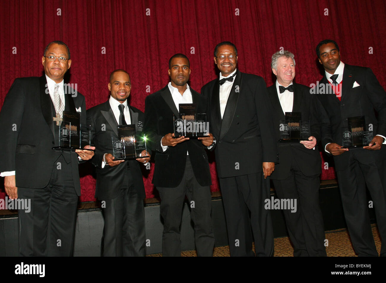 Rev O Calvin Butts, Kirk Franklin, Kanye West, Ian Moore, Curtis Martin Cent Black Man Inc. 27e gala-bénéfice annuel Banque D'Images