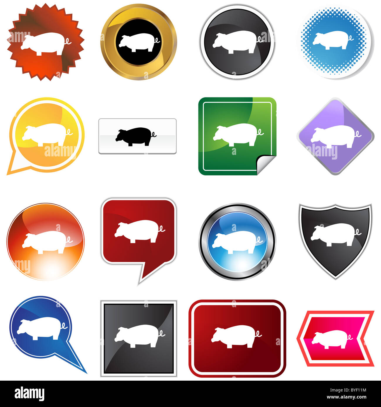 Variété de porc set isolé sur un fond blanc. Banque D'Images Variété de porc set isolé sur un fond blanc. Banque D'Images