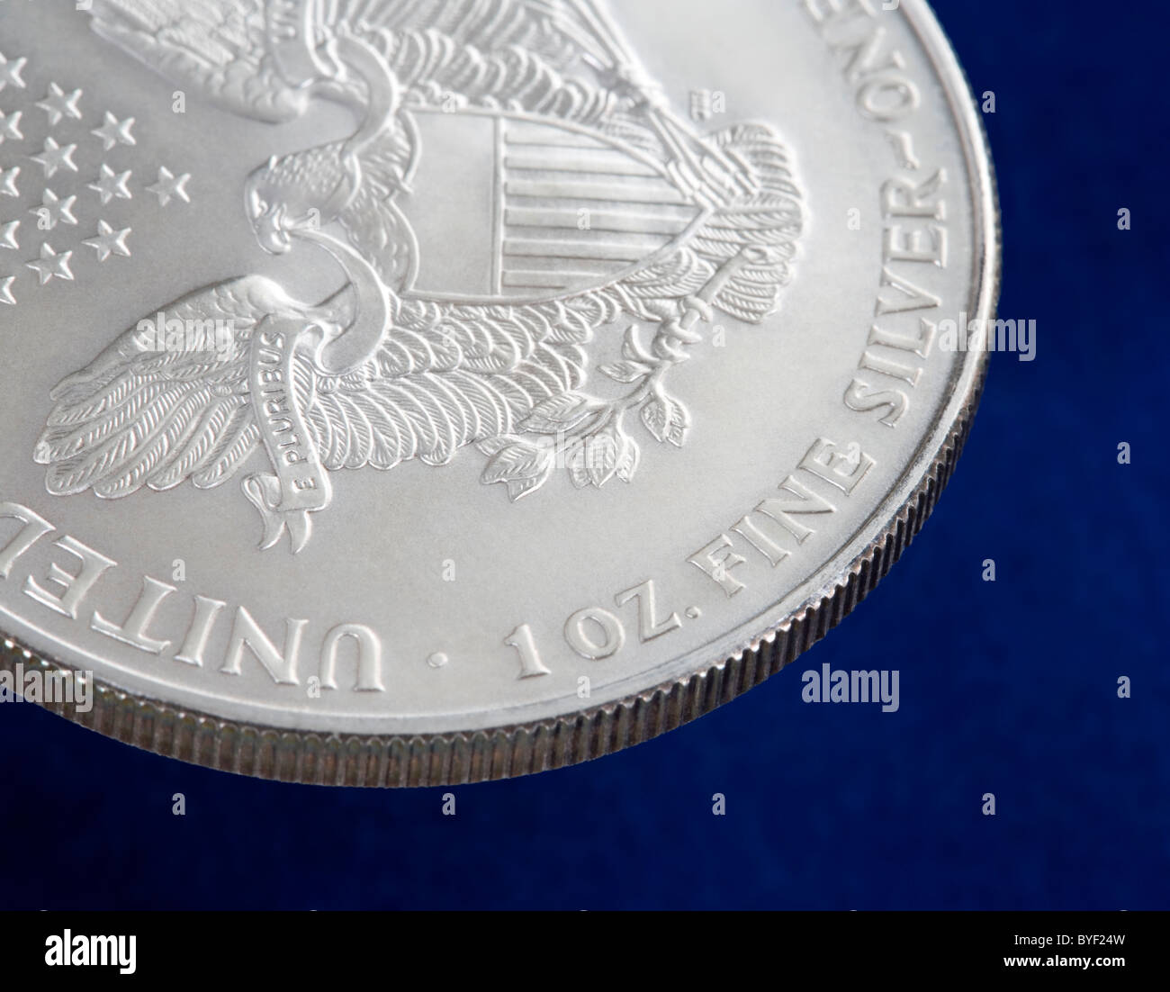 L'avers ou au verso de l'une once silver eagle US coins Banque D'Images