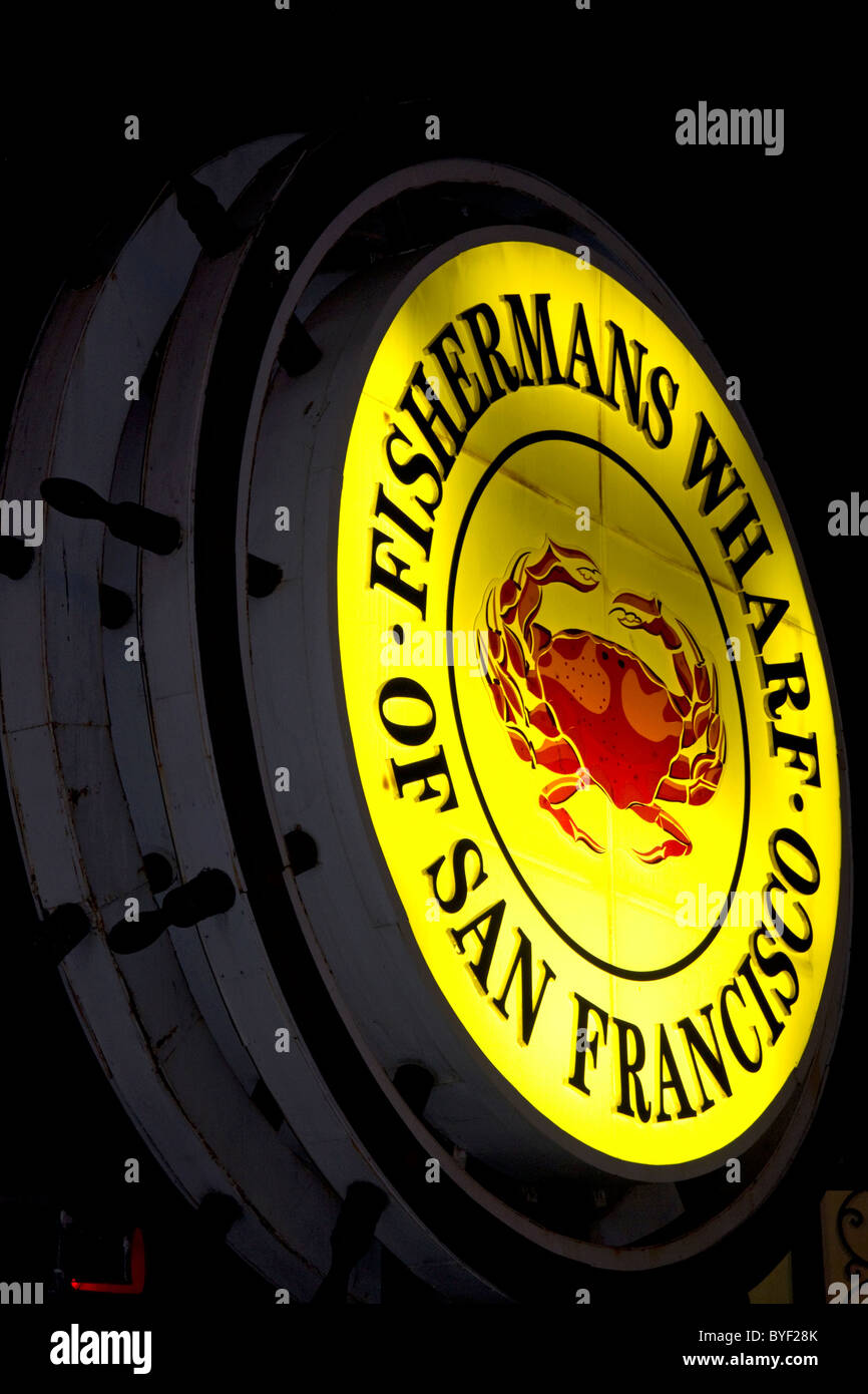 Nuit à Fisherman's Wharf à San Francisco, Californie, USA. Banque D'Images