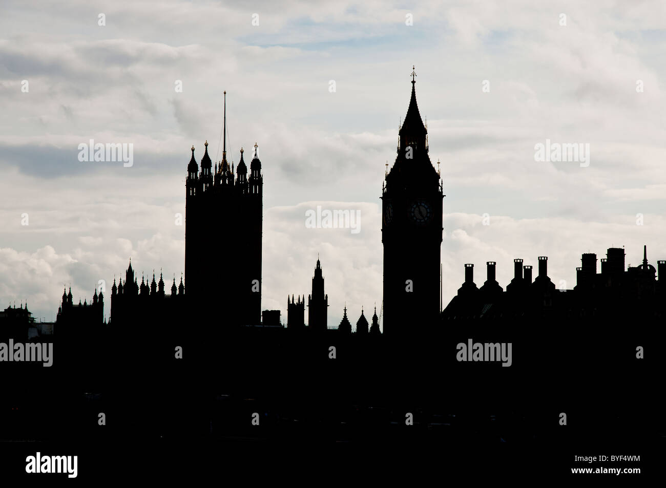 Londres, Angleterre, Royaume-Uni, Europe,'chambres du parlement',big ben, la tour de l'horloge,silhouette,, détail, Banque D'Images