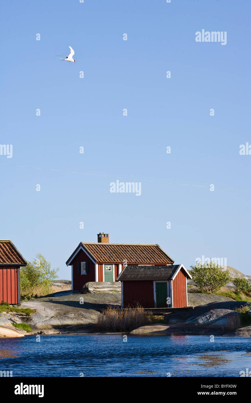 Les maisons en bois sur mer Banque D'Images