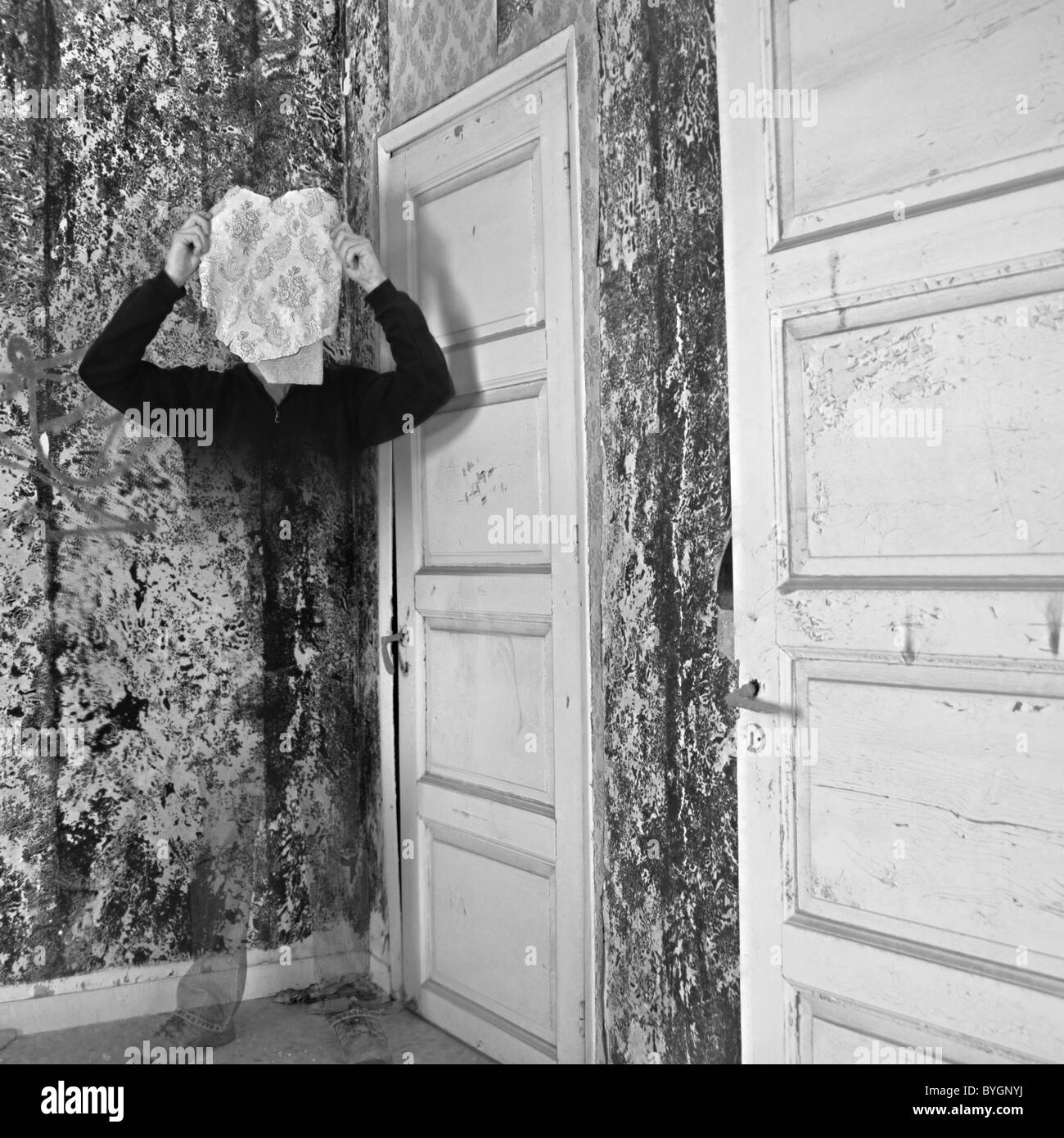 La figure fantomatique en surface texturé mur de déroulage. Banque D'Images