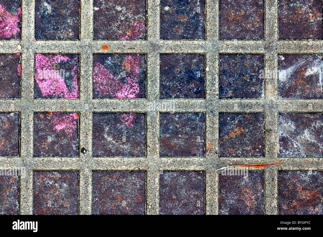 Rusty metal surface tachée carrés. Texture de fond industriels. Banque D'Images