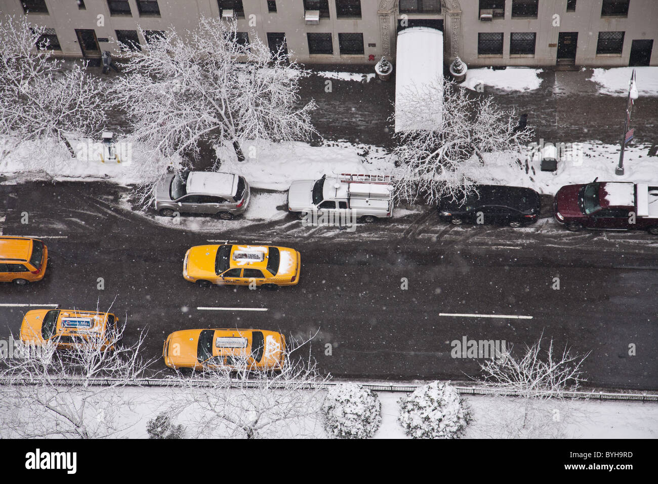 Park Avenue, Murray Hill, tempête de neige, NYC Banque D'Images