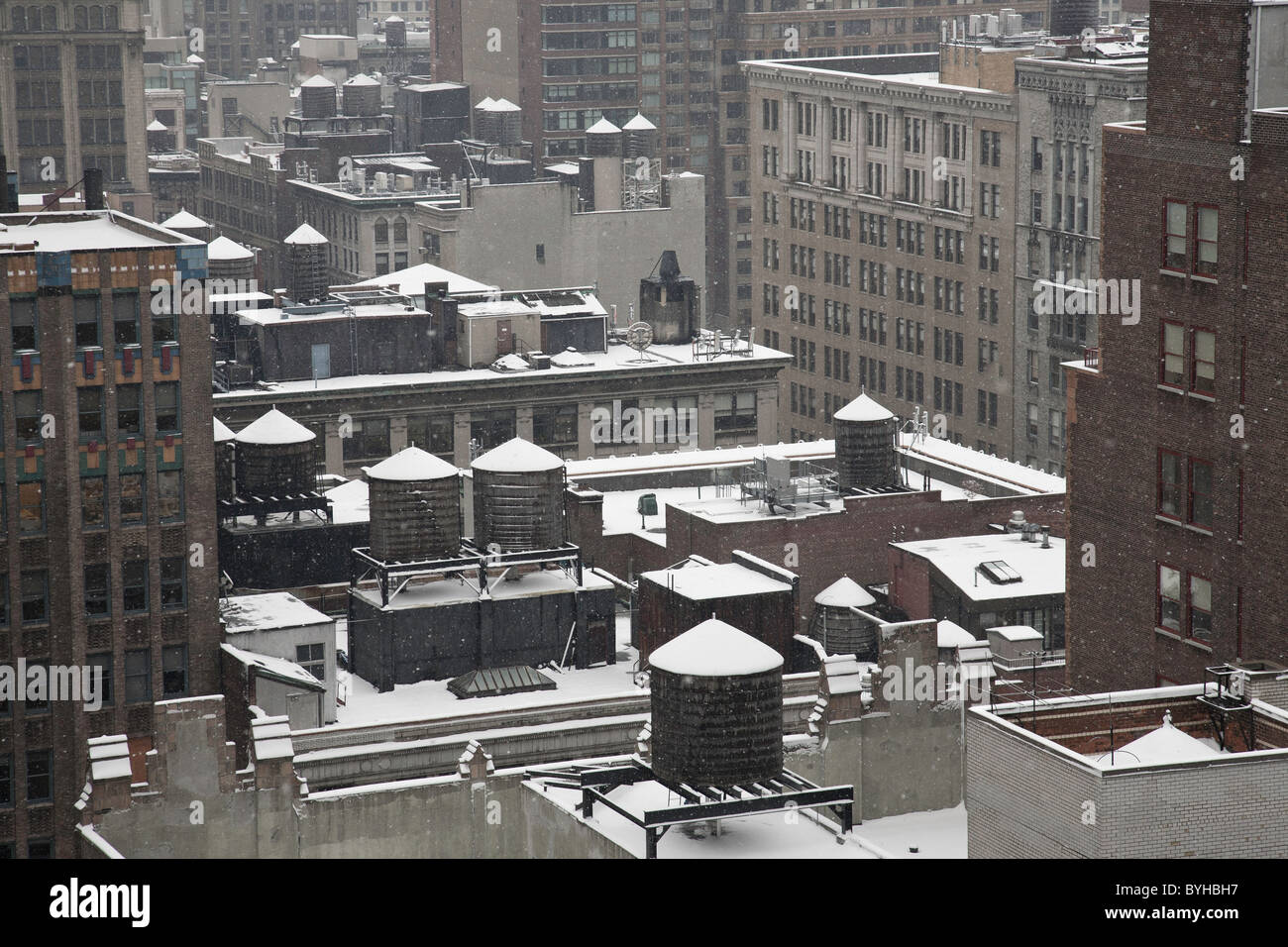 Neige de l'hiver à New York City Banque D'Images