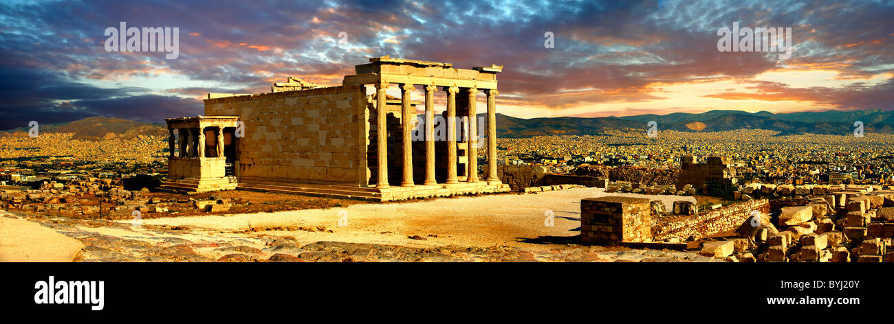 L'Erechtheum Temple, l'acropole d'Athènes en Grèce. Banque D'Images