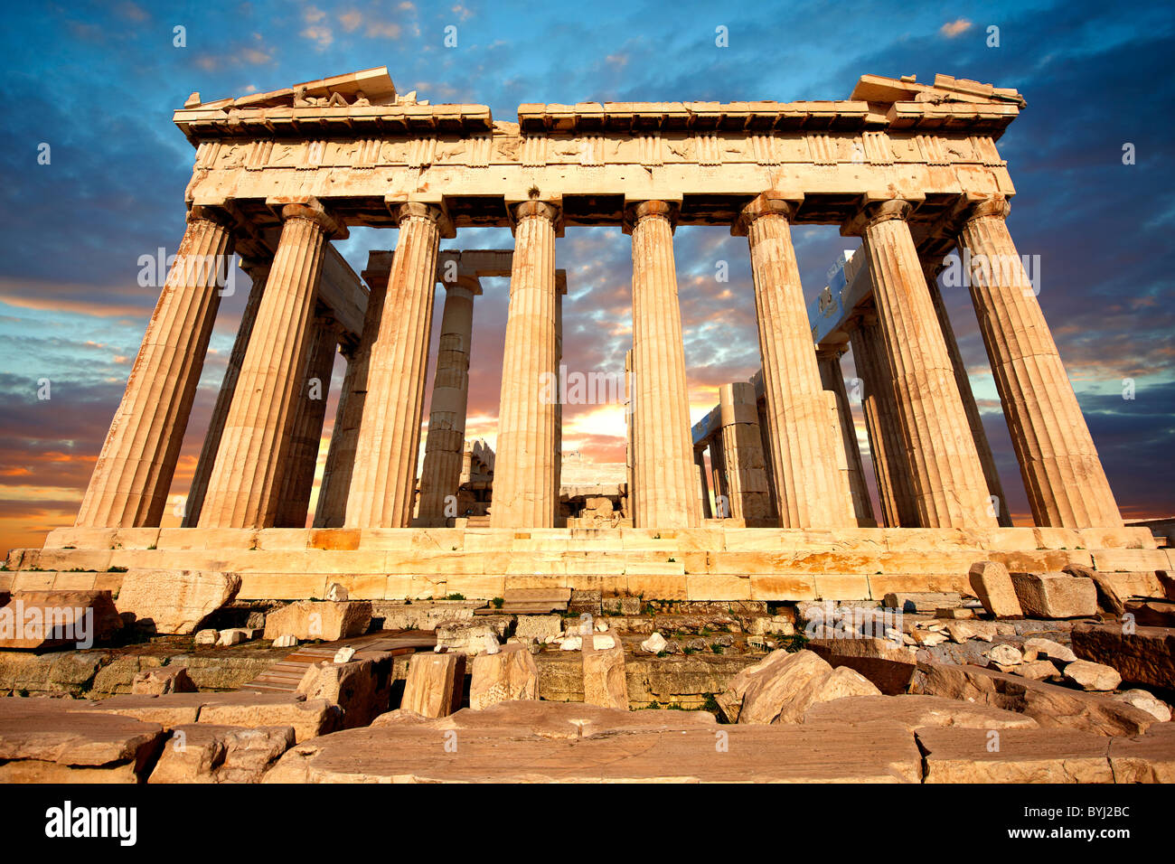 Le Temple du Parthénon ancien temple grec, l'Acropole d'Athènes en Grèce. Banque D'Images