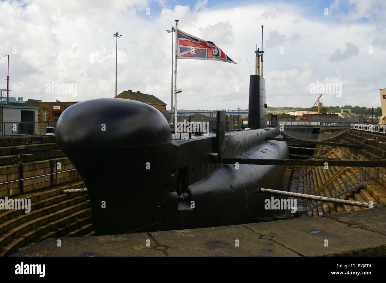 L'Ex-sous-marin HMS OCELOT est assis dans une cale sèche dans la région de Chatham, en Angleterre. Banque D'Images