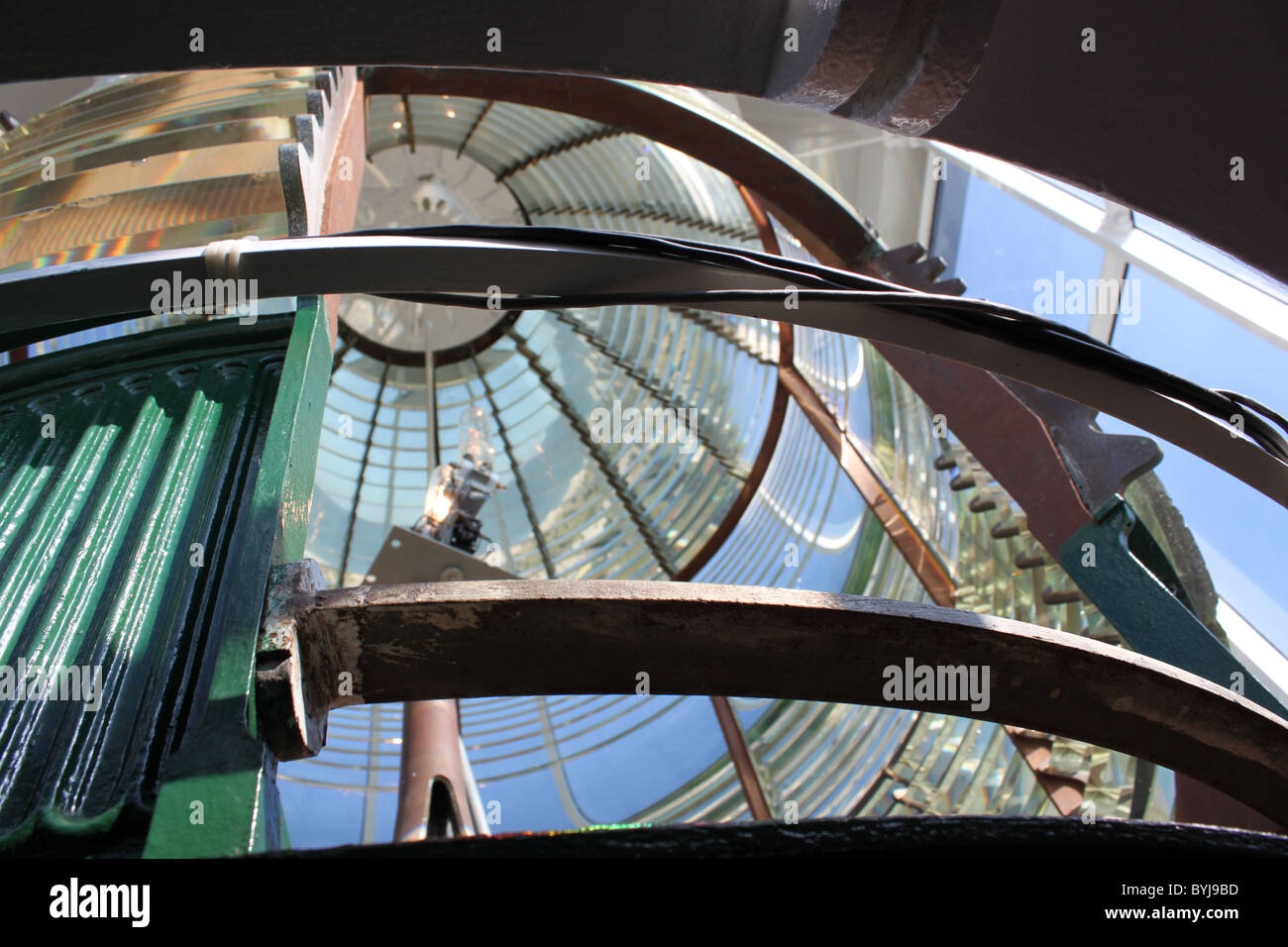 L'objectif du phare à Tybee Island, Géorgie Banque D'Images