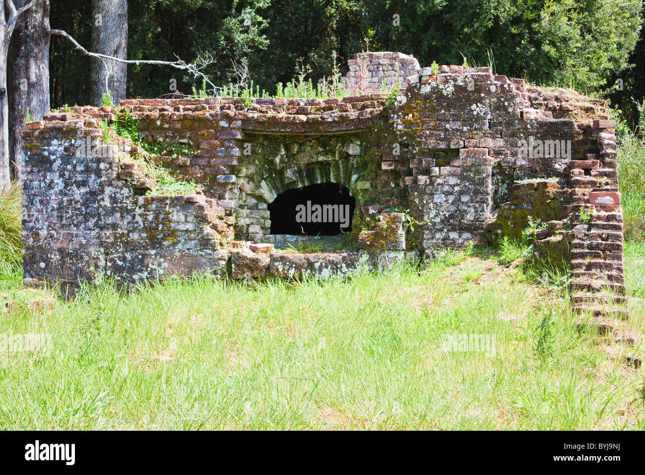 Ruines sur ancien convict colonie pénitentiaire sur Sarah Island dans le port Maquarie, Strahan, Tasmanie, Australie Banque D'Images
