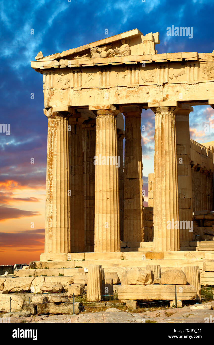 Le Temple du Parthénon ancien temple grec, l'Acropole d'Athènes en Grèce. Banque D'Images