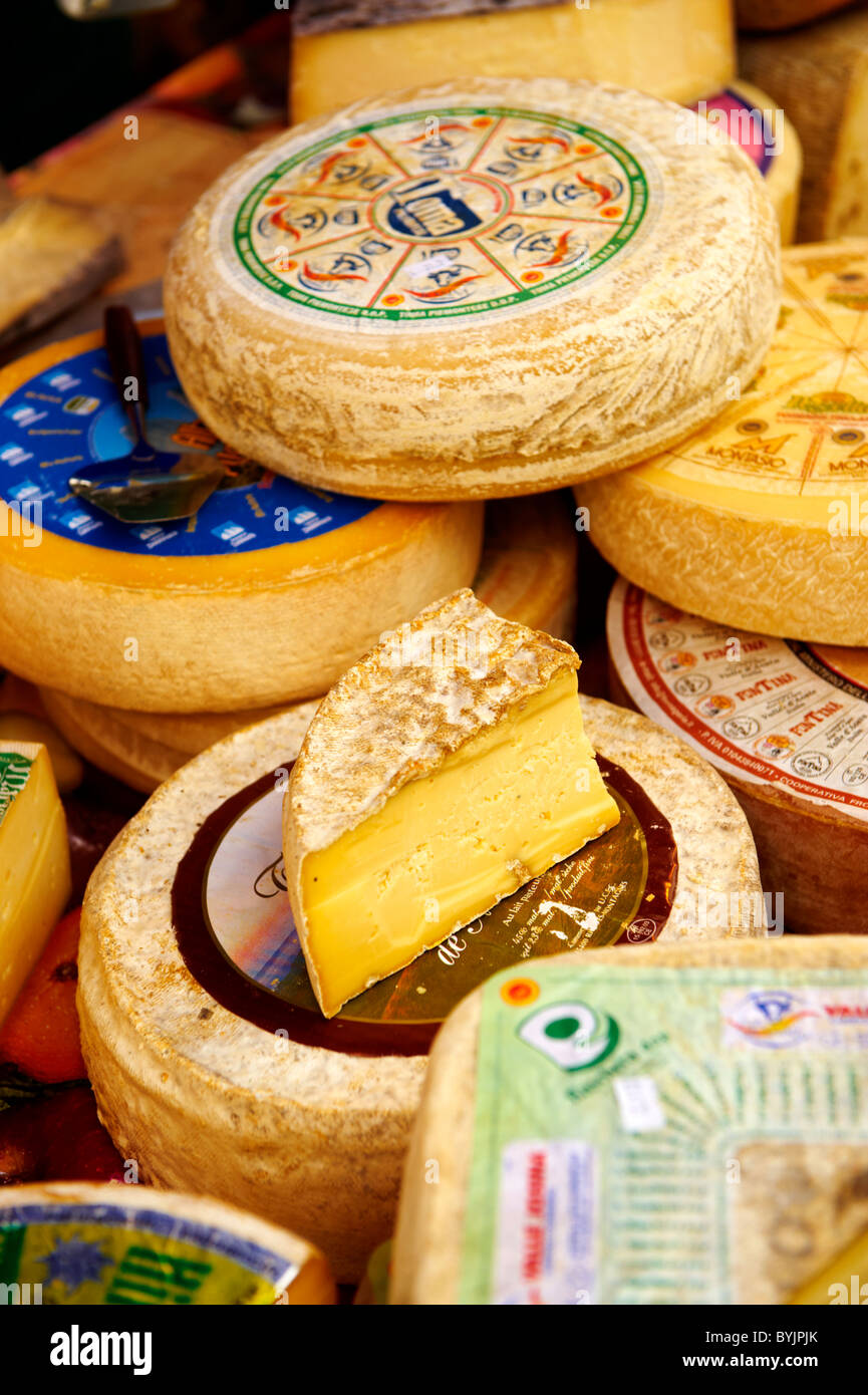 Blocage de fromage du marché Banque D'Images