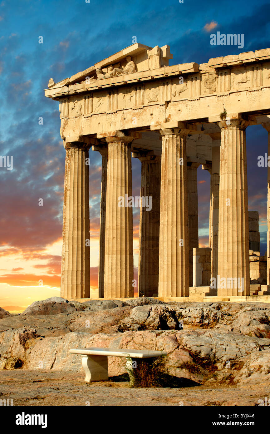 Le Temple du Parthénon ancien temple grec, l'Acropole d'Athènes en Grèce. Banque D'Images
