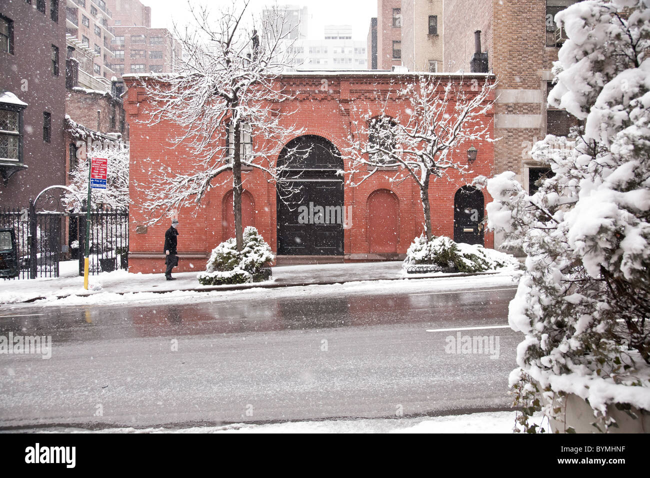 Amateur Comedy Club Building, Snow Storm, Murray Hill, Midtown, NYC, east 36th street Banque D'Images