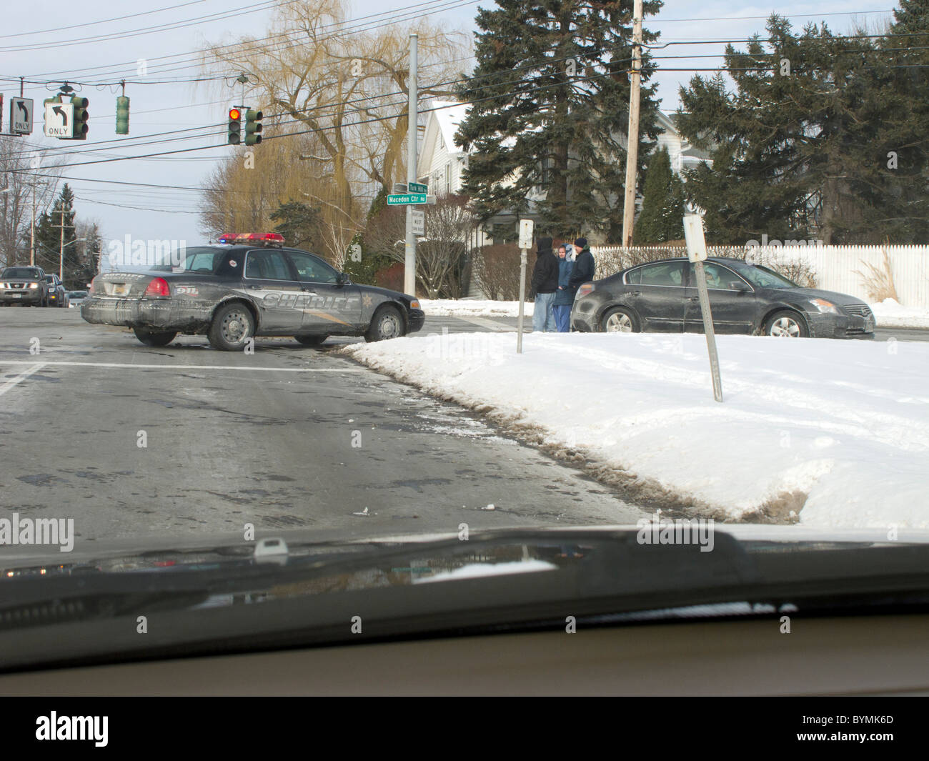 Scène d'accident avec la police. Banque D'Images