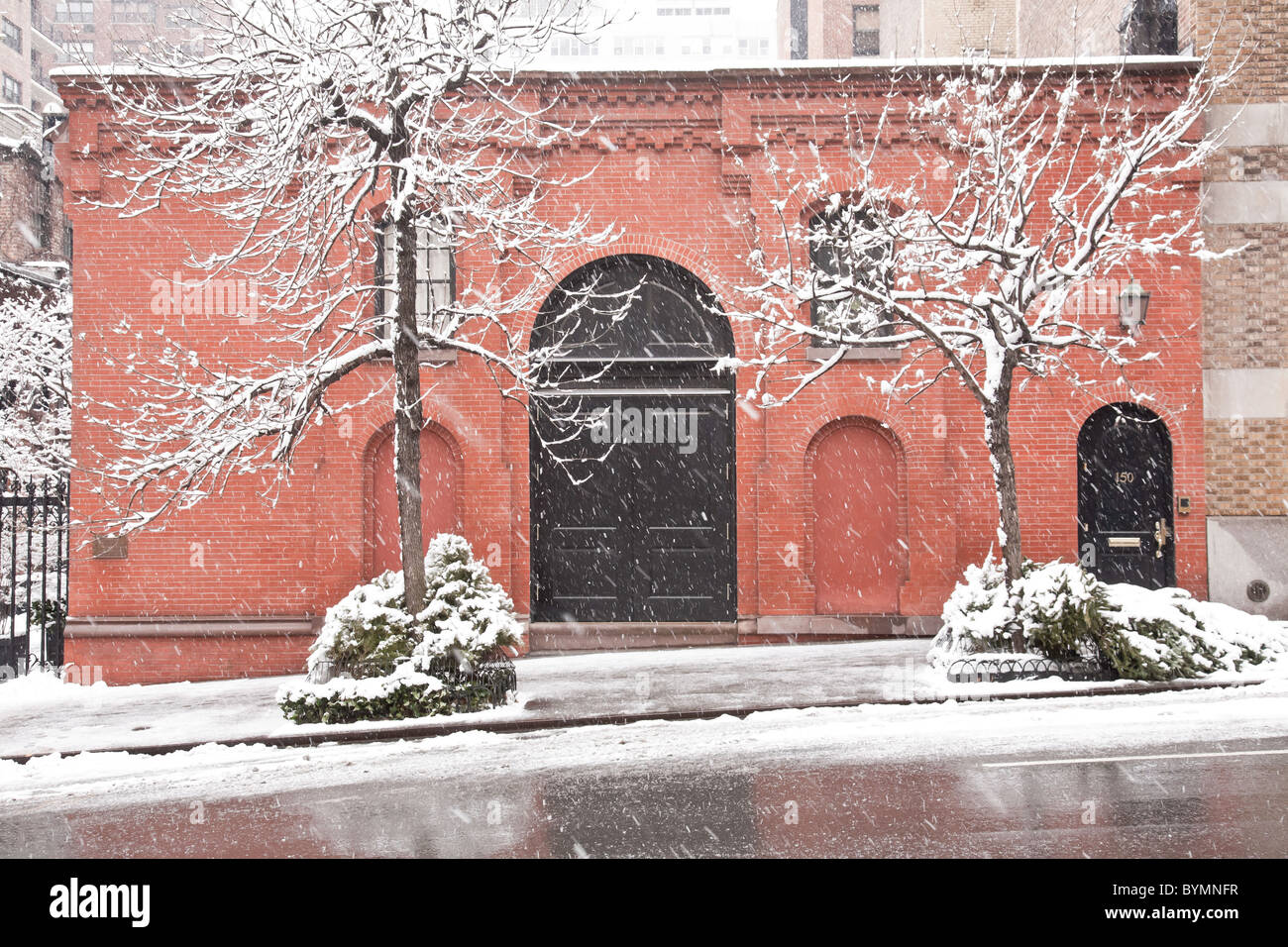 Amateur Comedy Club Building, Snow Storm, Murray Hill, Midtown, NYC, east 36th street Banque D'Images