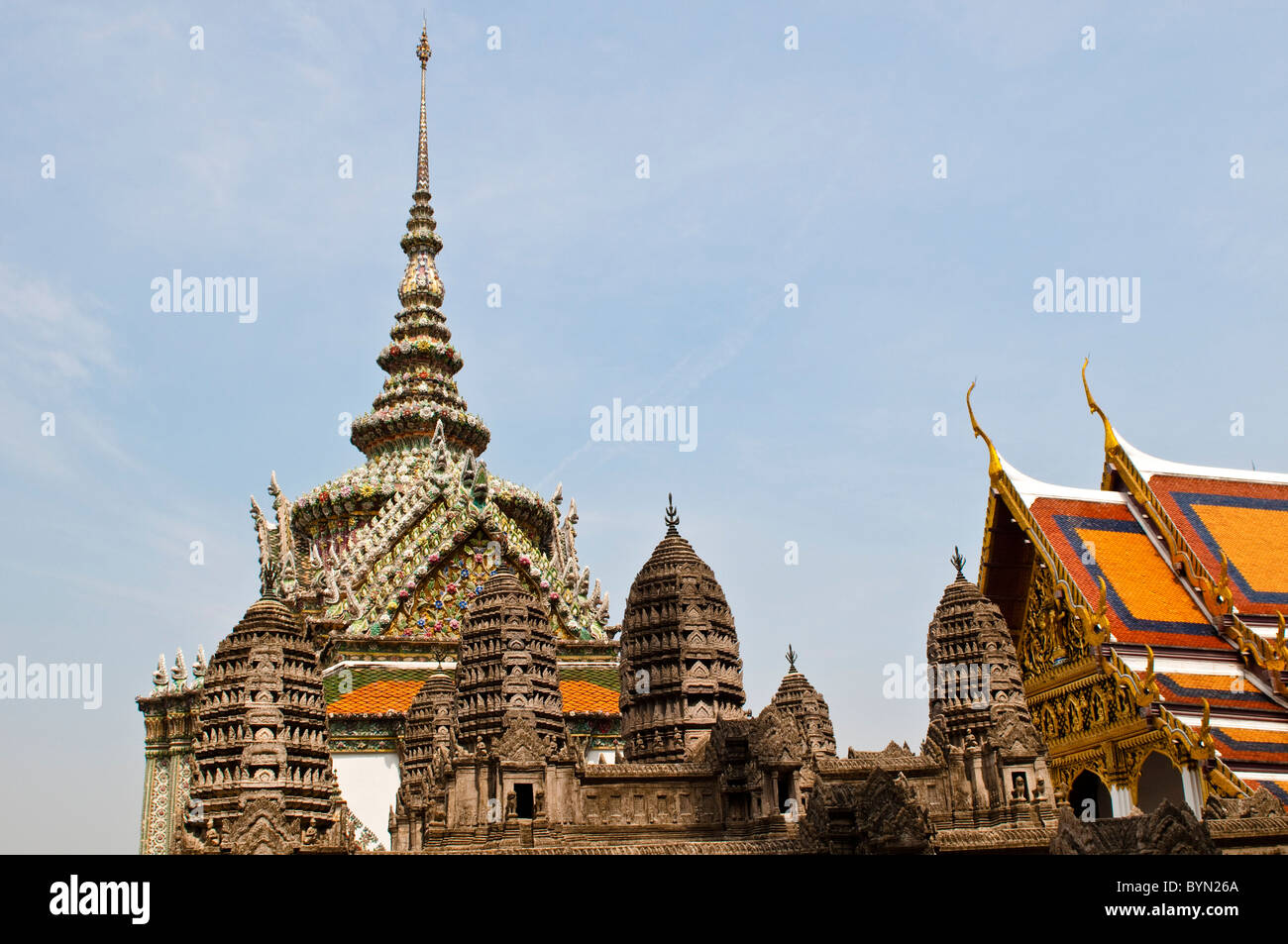 Modèle de Angkor Wat et le Panthéon Royal, Wat Phra Kaeo, Grand Palace, Bangkok, Thaïlande Banque D'Images
