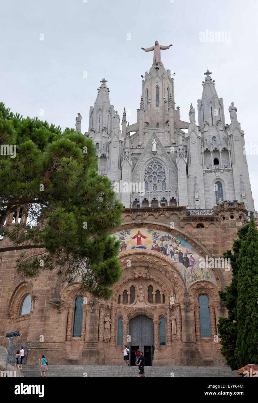 Église Sagrado Corazón Mont Tibidabo Barcelone Espagne Banque D'Images