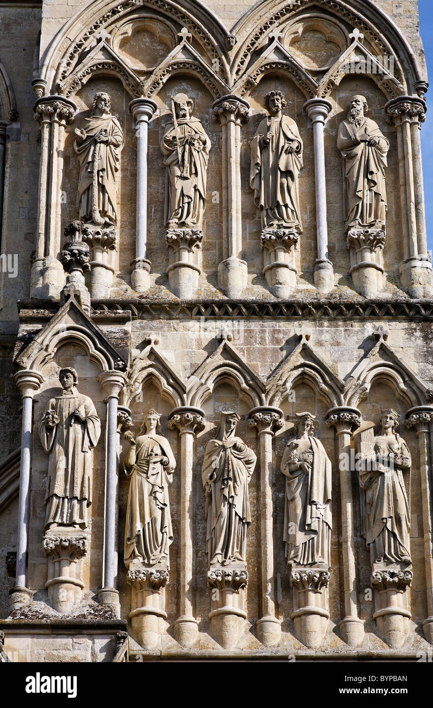 Détail de la sculpture de la cathédrale de Salisbury, Salisbury, Wiltshire, Angleterre Banque D'Images