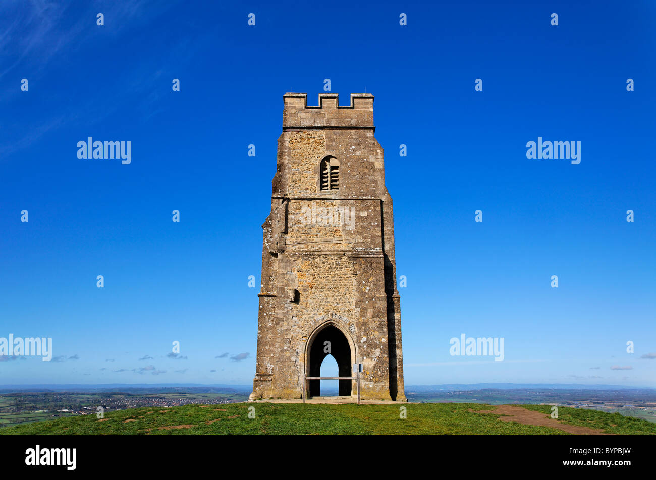 St Michael's tower sur Tor de Glastonbury, Glastonbury, Somerset, Angleterre Banque D'Images
