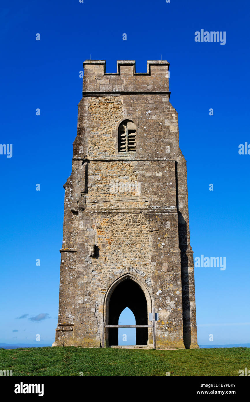 St Michael's tower sur Tor de Glastonbury, Glastonbury, Somerset, Angleterre Banque D'Images