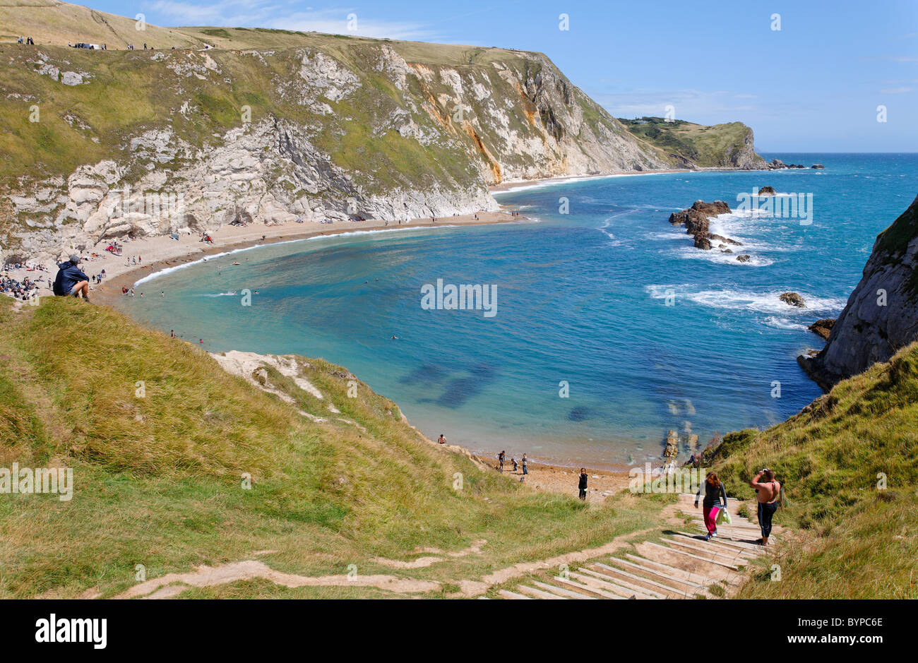 St Oswald's Bay, également connu sous le nom de Man O' War Cove, dans le Dorset, Angleterre Banque D'Images