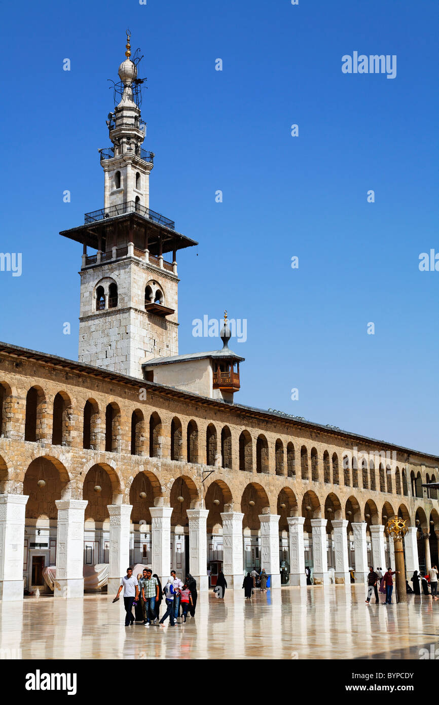 Cour de la mosquée des Omeyyades, Damas, Syrie Banque D'Images