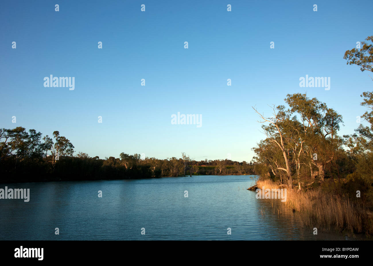 Coucher du soleil sur l'eau du fleuve Murray en Australie du Sud Banque D'Images