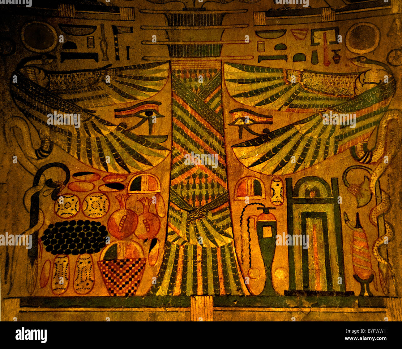 L'antiquité de l'Égypte Musée sarcophage cercueil Pharaon Art Peinture Banque D'Images