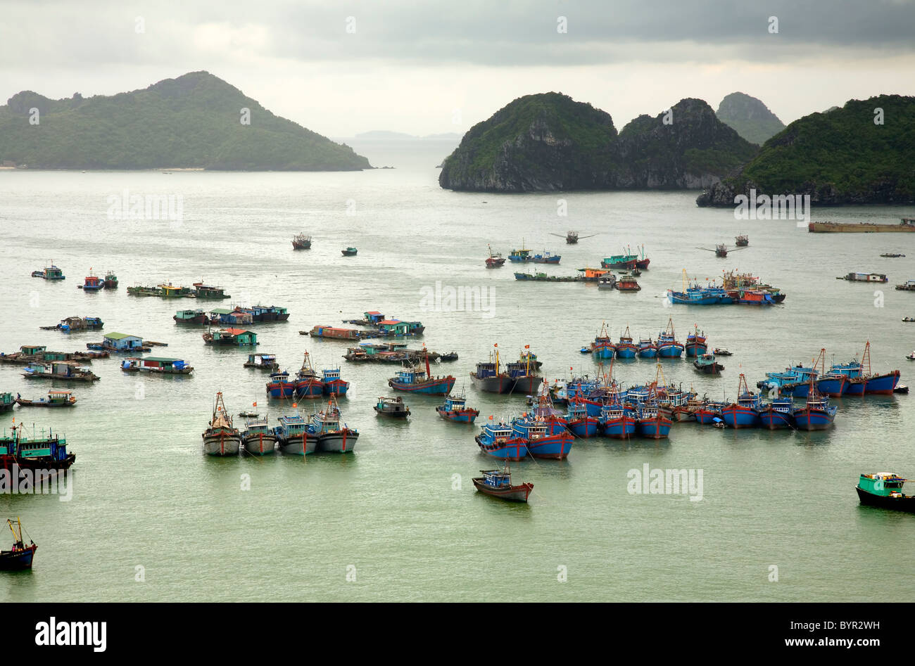 Bateaux dans le port de Cat Ba. Ha Long Bay. La province de Quảng Ninh, Vietnam. Banque D'Images