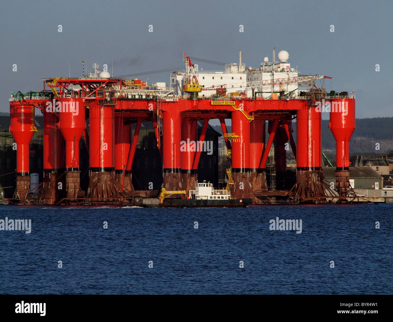 L'hébergement sous 'Dolphin Semi Borgholm' dans le Queens Dock à Invergordon Harbour, après un réaménagement important. Banque D'Images