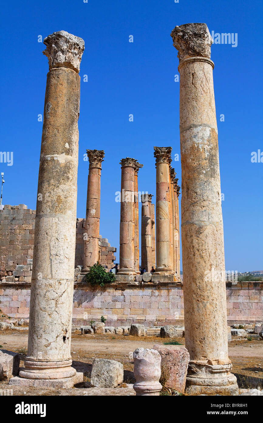 Le Temple d'Artémis à Gérasa, Jerash, Jordanie Banque D'Images