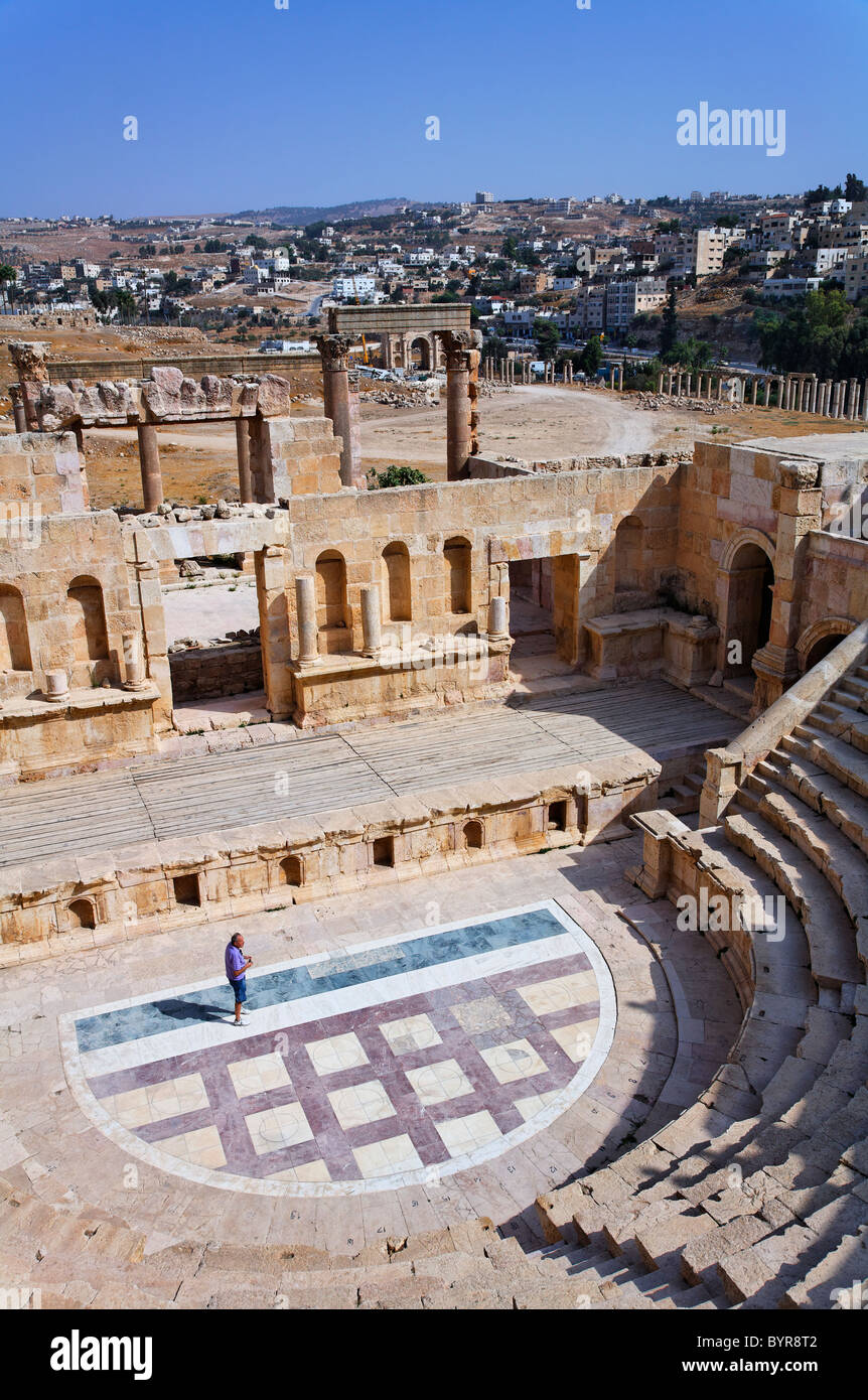 Le théâtre du nord de Gérasa, Jerash, Jordanie Banque D'Images