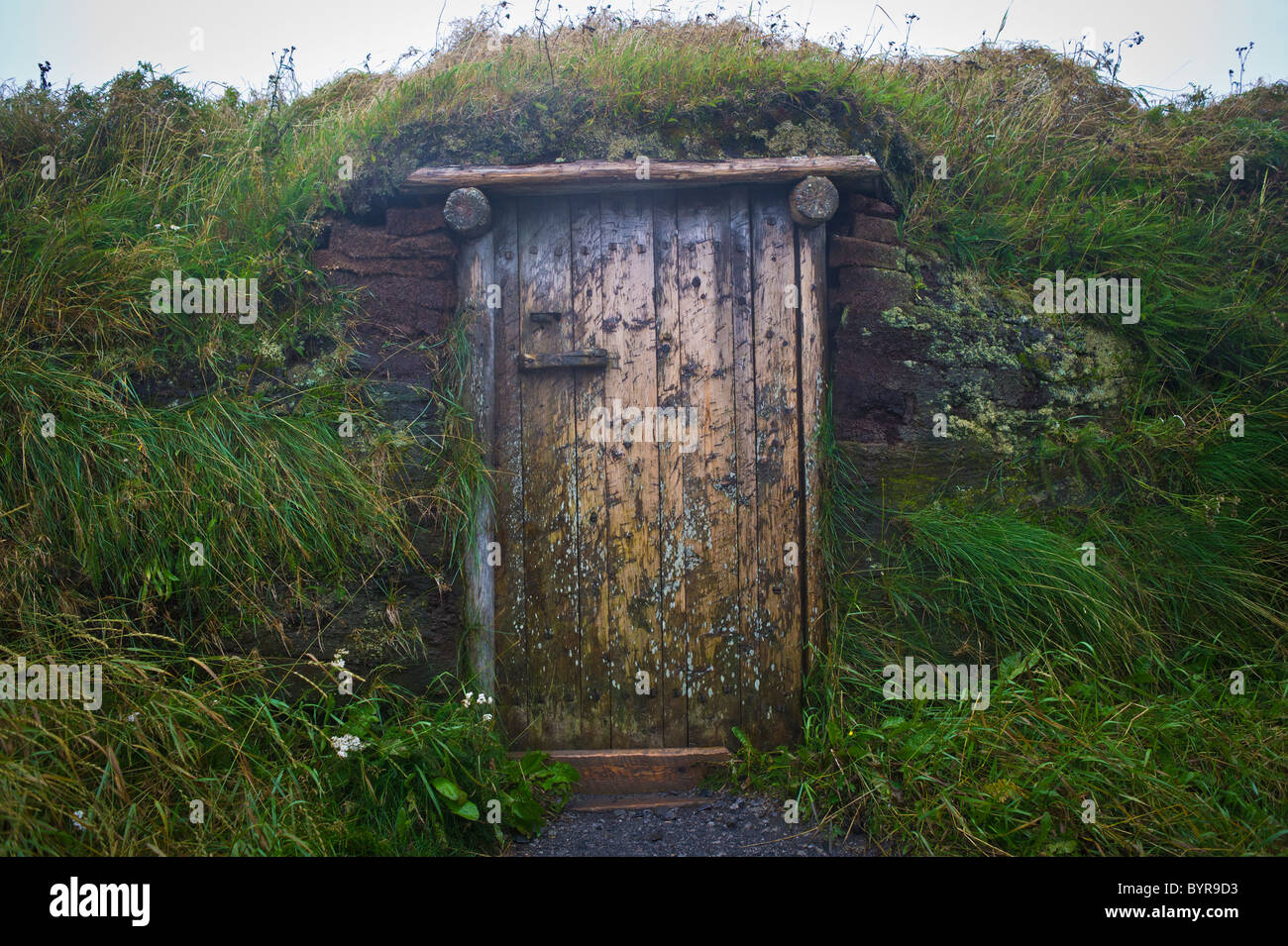 Sod Hut reconstructions de norrois ou colonie viking à L'Anse aux Meadows Banque D'Images