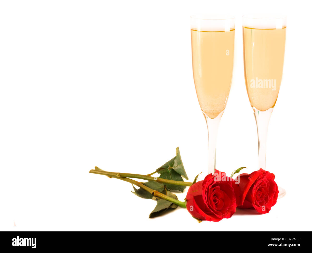 Roses rouges et Champagne Banque D'Images