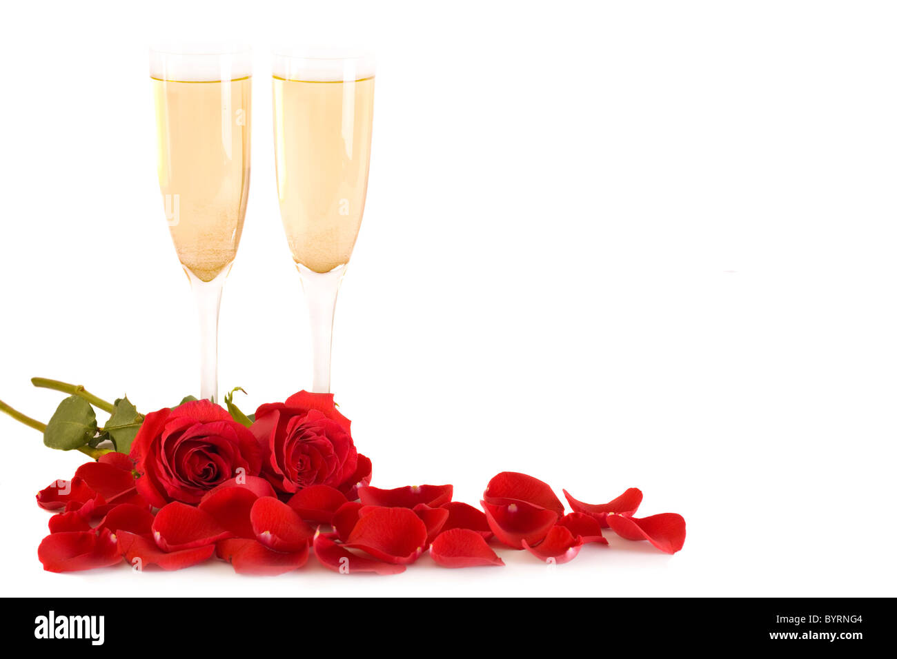 Roses rouges et Champagne Banque D'Images