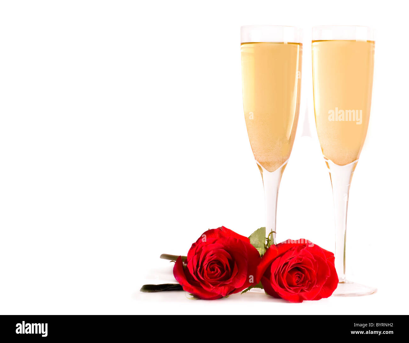 Roses rouges et Champagne Banque D'Images