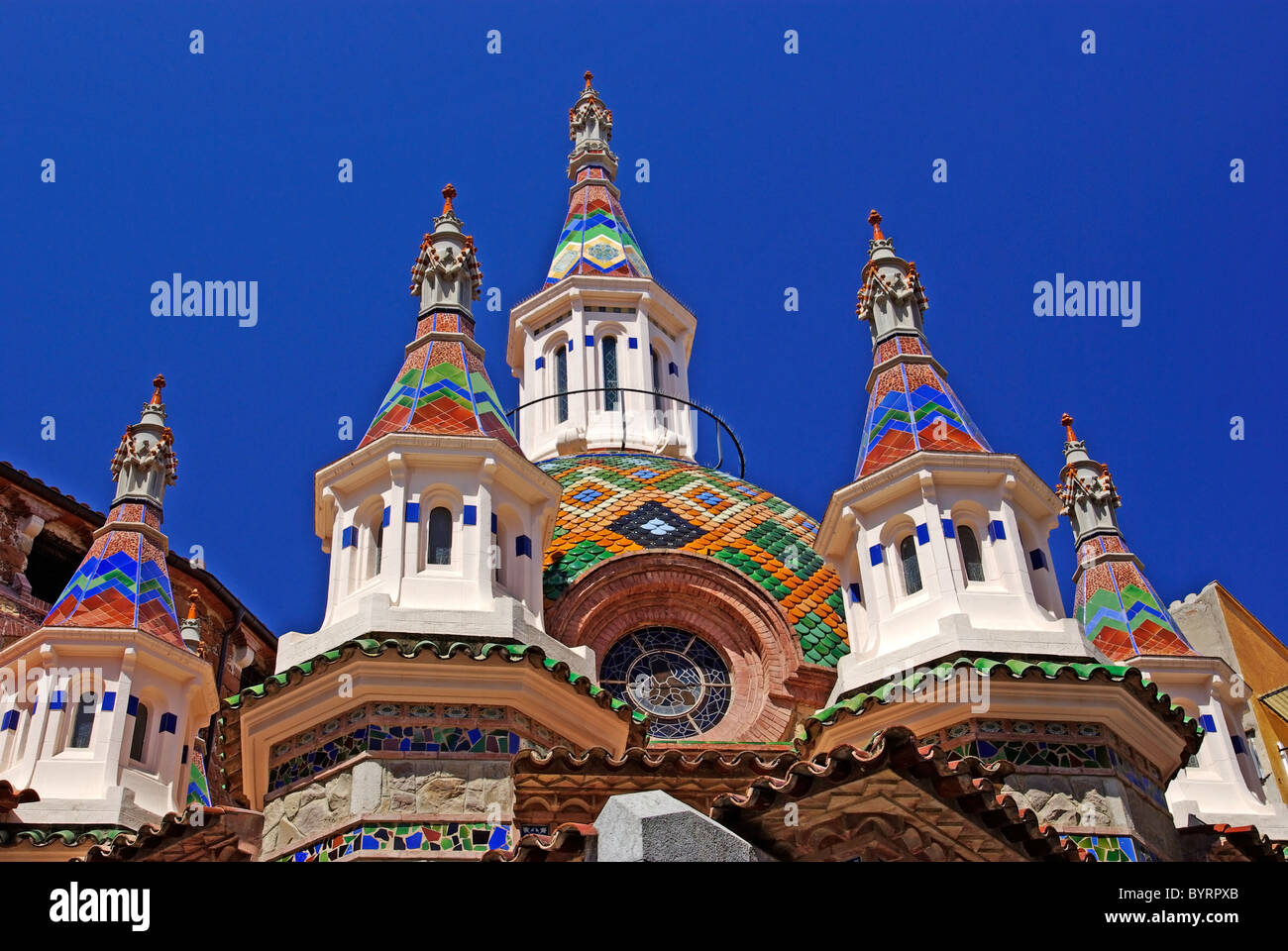 Église paroissiale de Sant Roma. Lloret de Mar, Costa Brava, Espagne. Banque D'Images