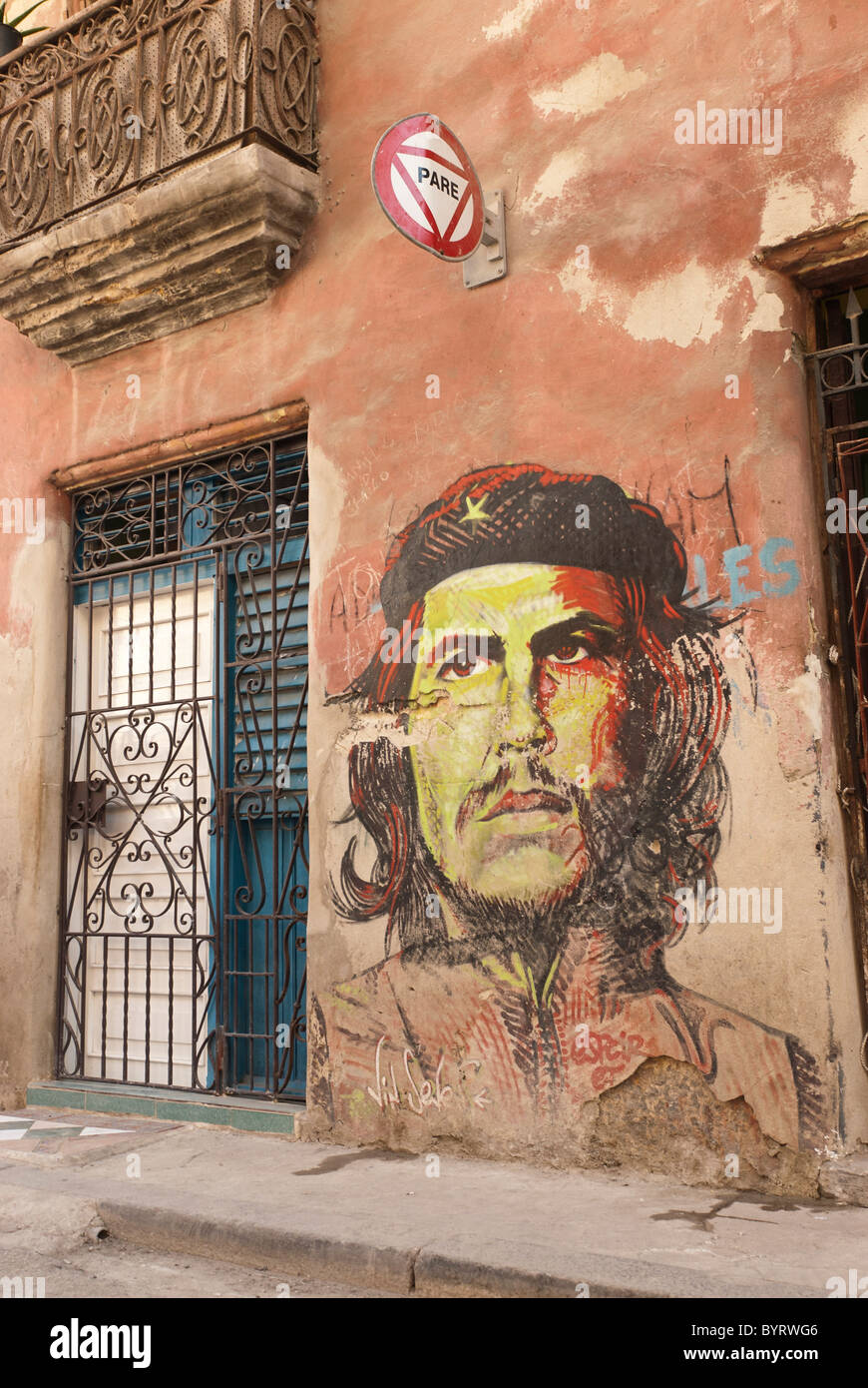 Grafitti de Che Guevara, La Habana, Cuba, Caraïbes. Banque D'Images