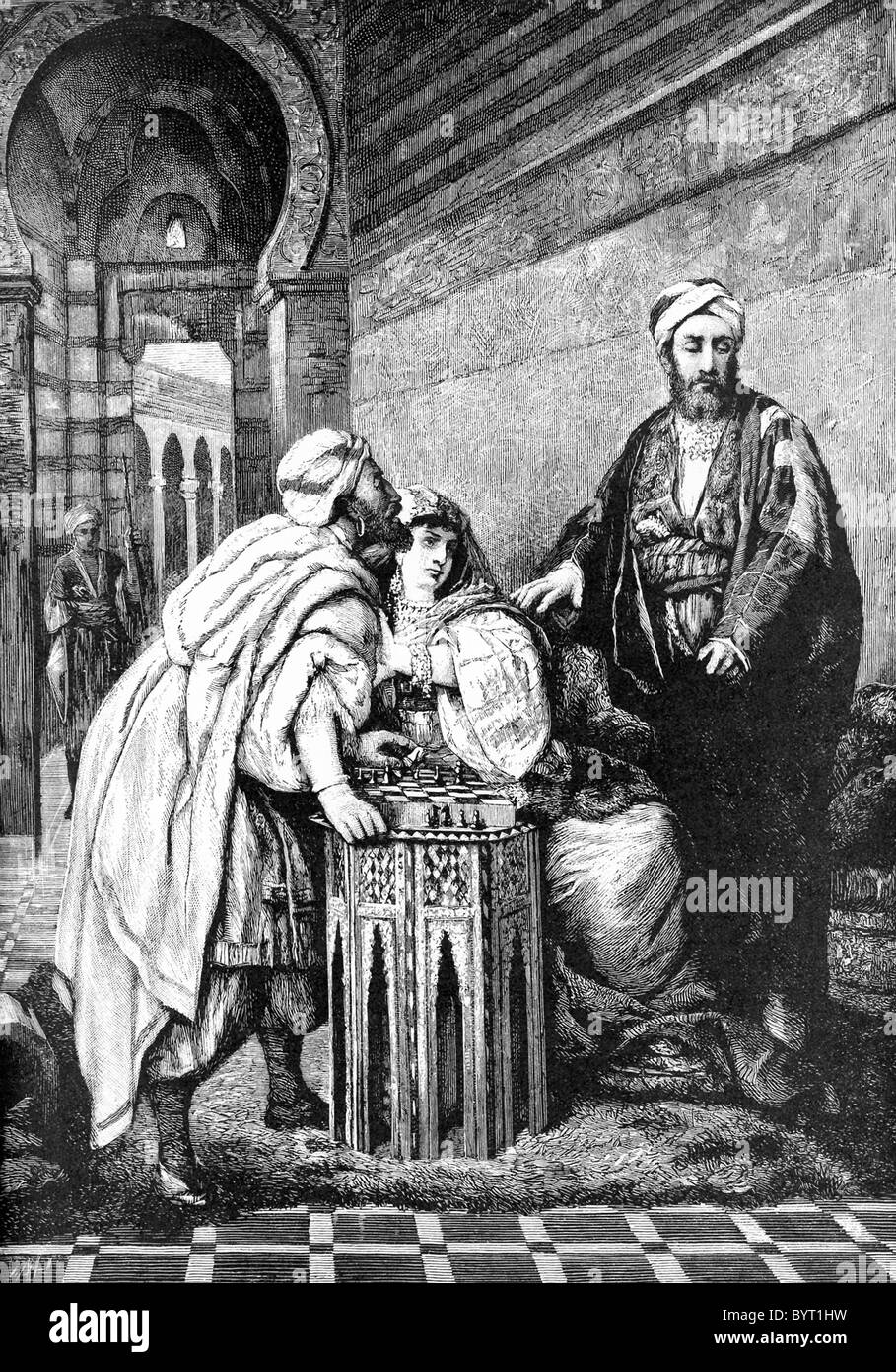 Saladin (à droite), ici avec sa sœur Sittah, était un musulman kurde et est devenu le premier sultan ayyoubide d'Égypte et la Syrie. Banque D'Images