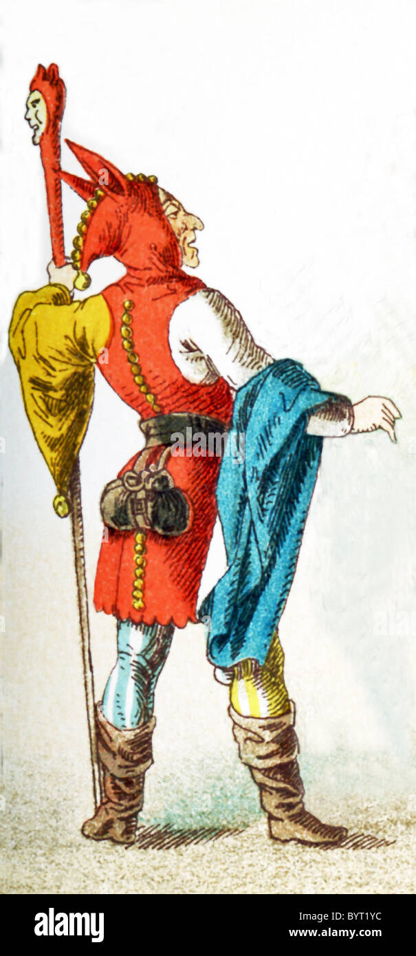 La figure représentée ici est un bouffon allemand entre A.D. 1450-1500. L'illustration dates à 1882. Banque D'Images