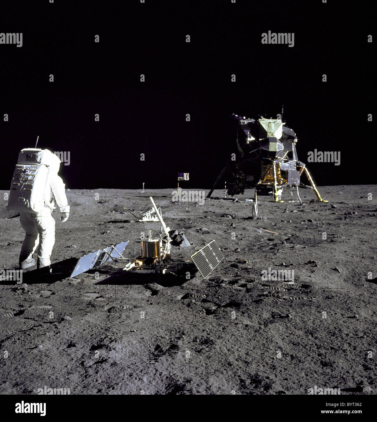 L'astronaute Edwin E. Aldrin Buzz' sur la lune au cours de la mission Apollo 11. Banque D'Images