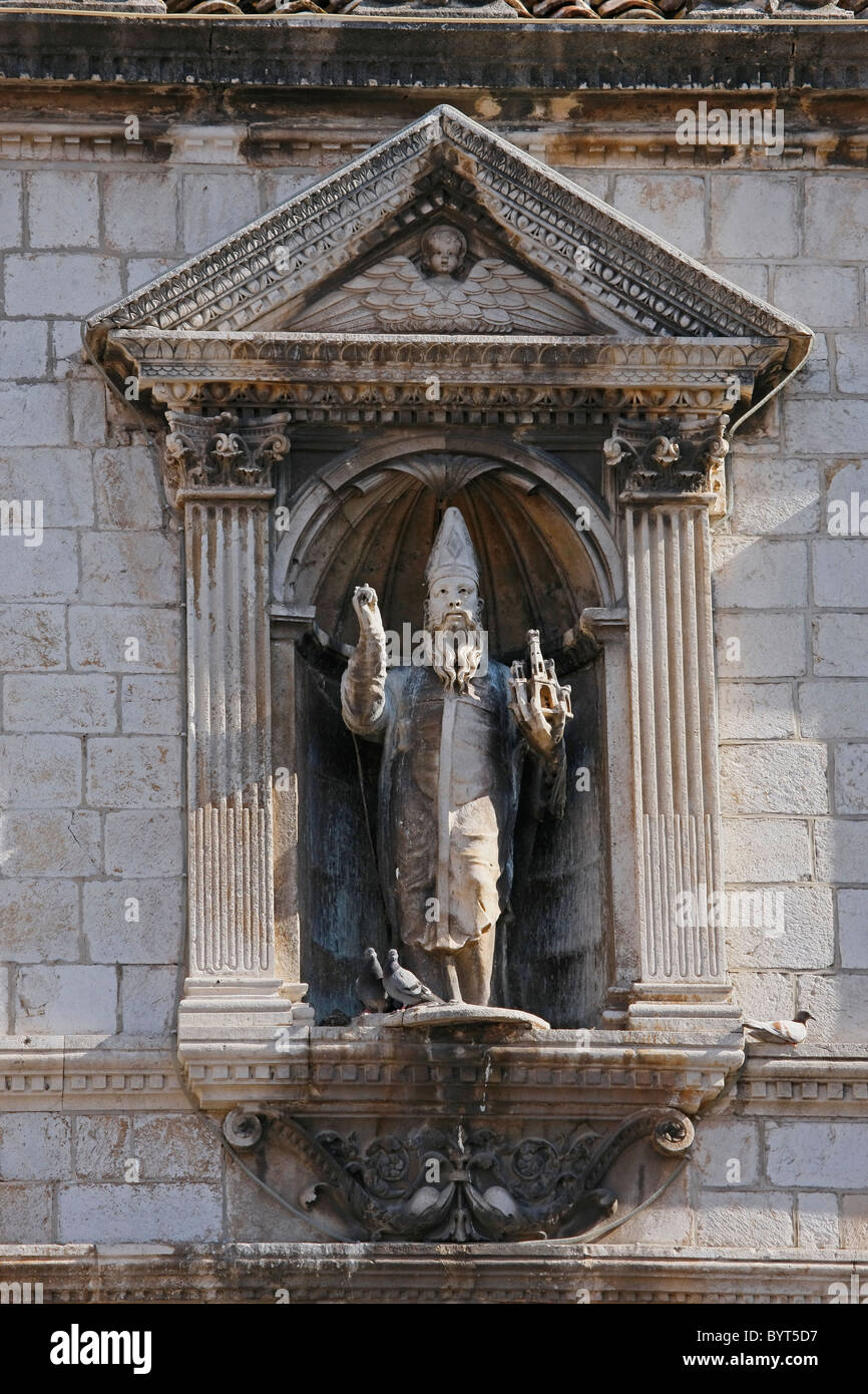 Dubrovnik, statue de Saint Blaise, l'UNESCO du patrimoine mondial de la Croatie Banque D'Images