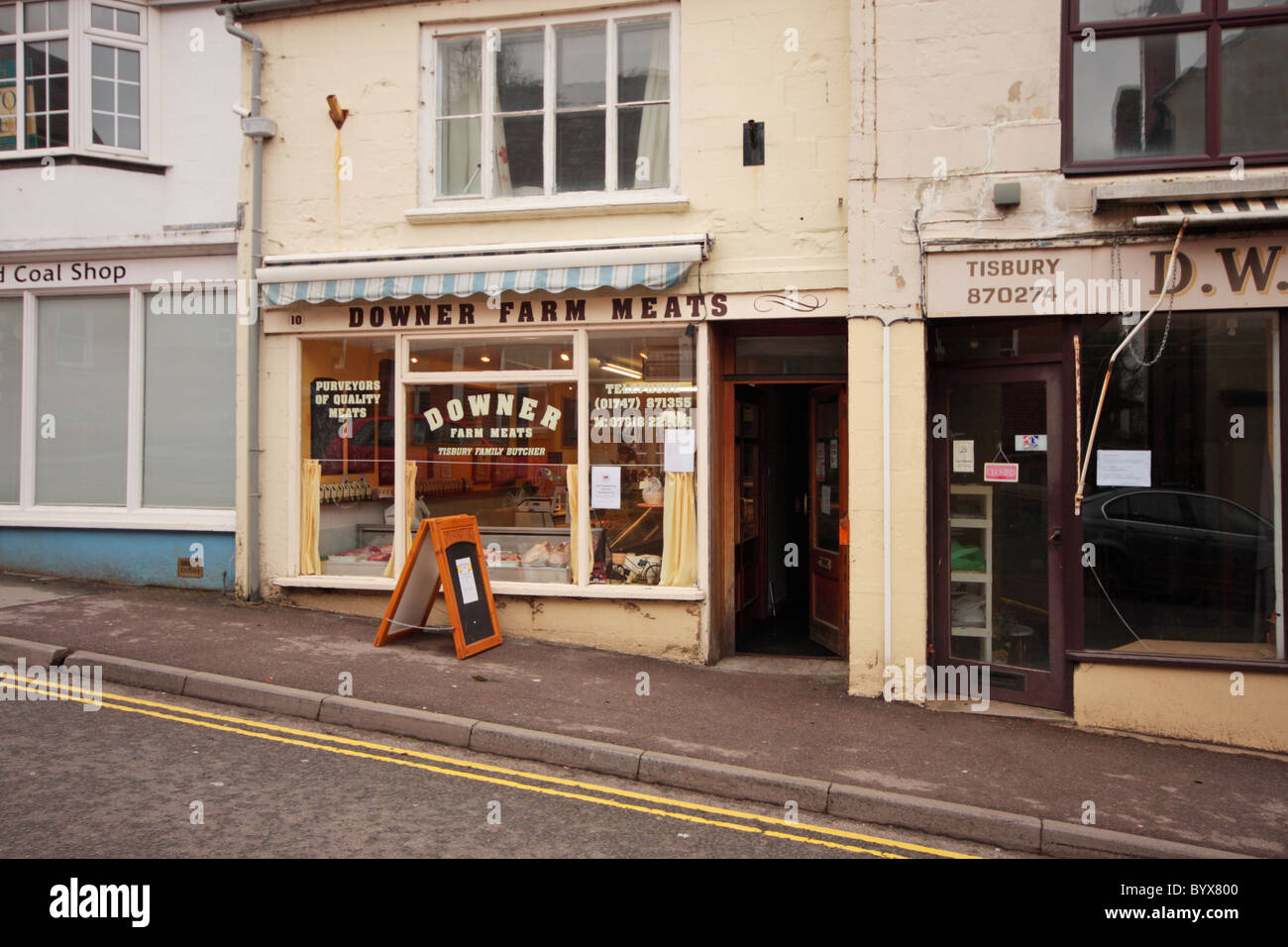 Les bouchers Shop Tisbury Wiltshire, UK Banque D'Images