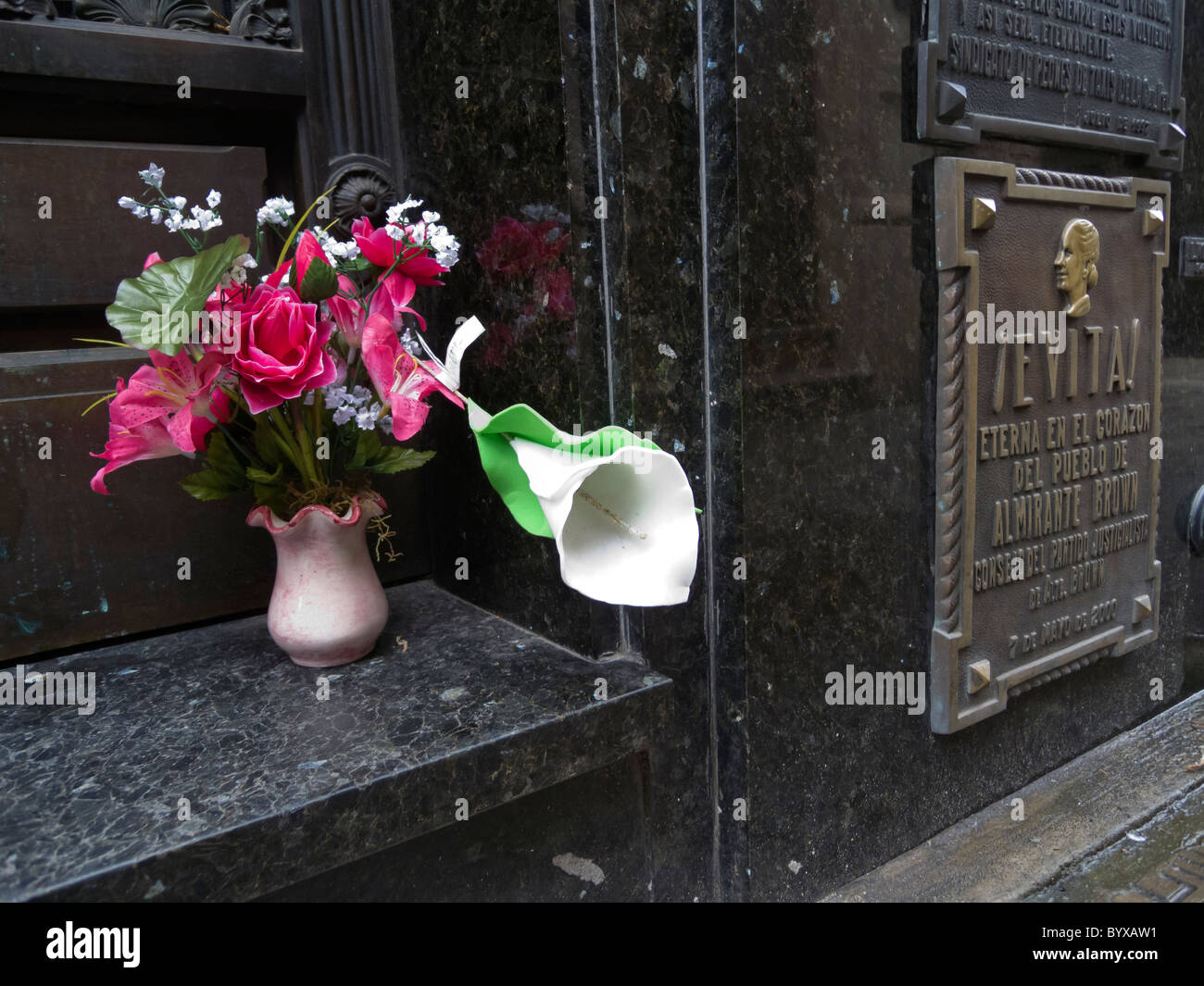 Banque d'inhumation d'Eva Peron, cimetière de Recoleta, Buenos Aires, Argentine. Banque D'Images
