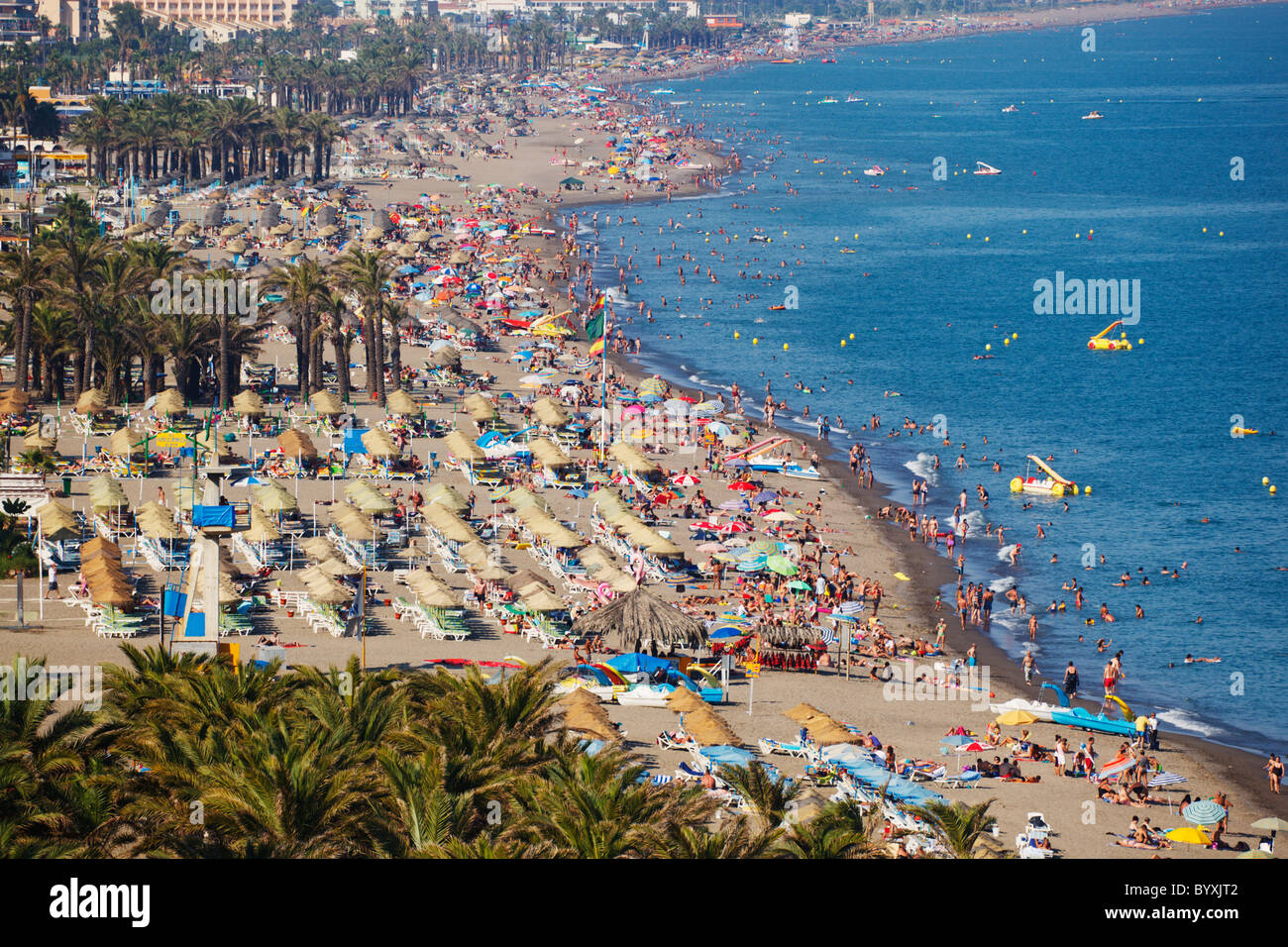 De la plage playamar bajondillo ; Torremolinos, Malaga, Andalousie, espagne Banque D'Images