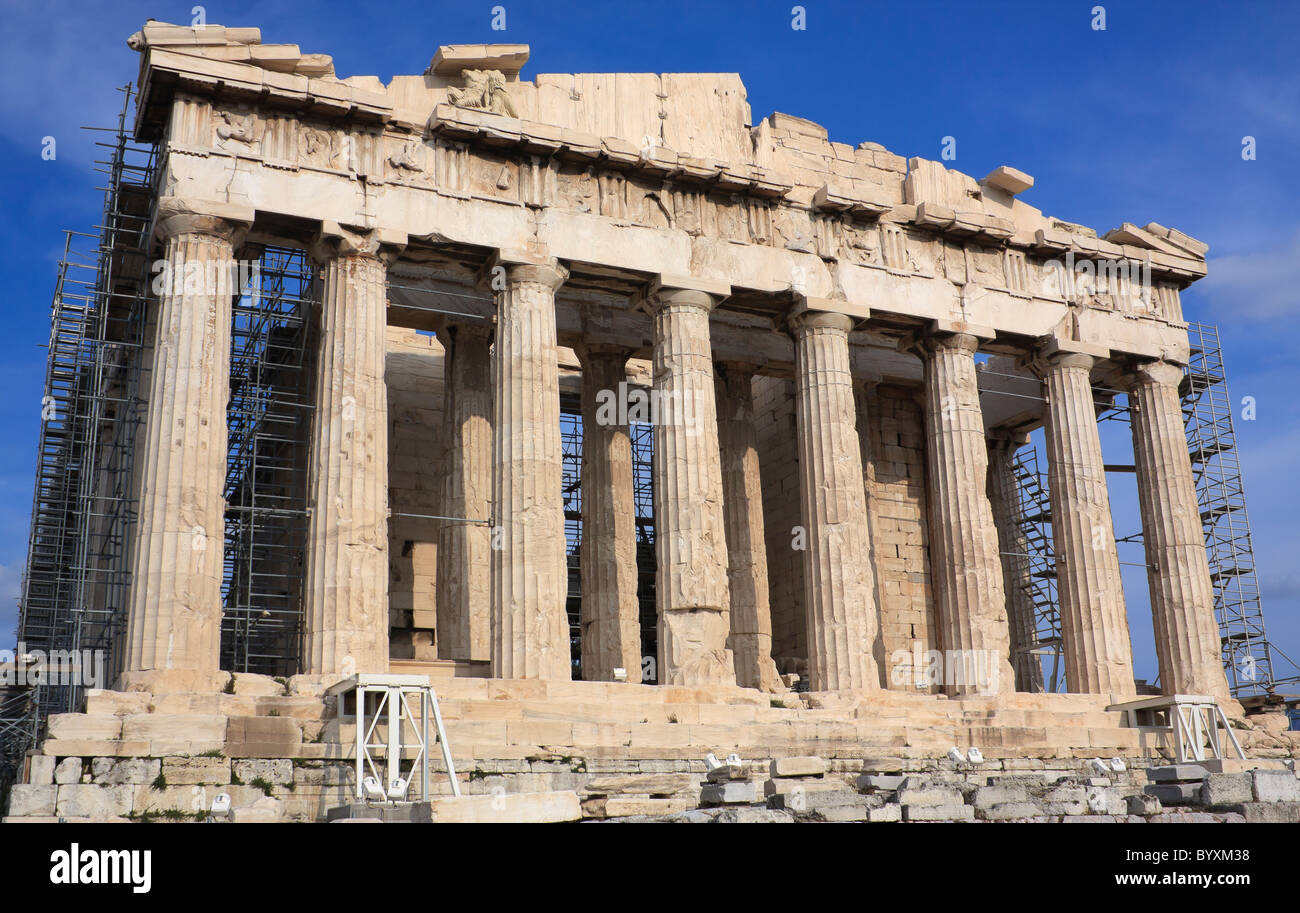 Le Parthénon d'Athènes, sur la colline de l'Acropole en Grèce Banque D'Images
