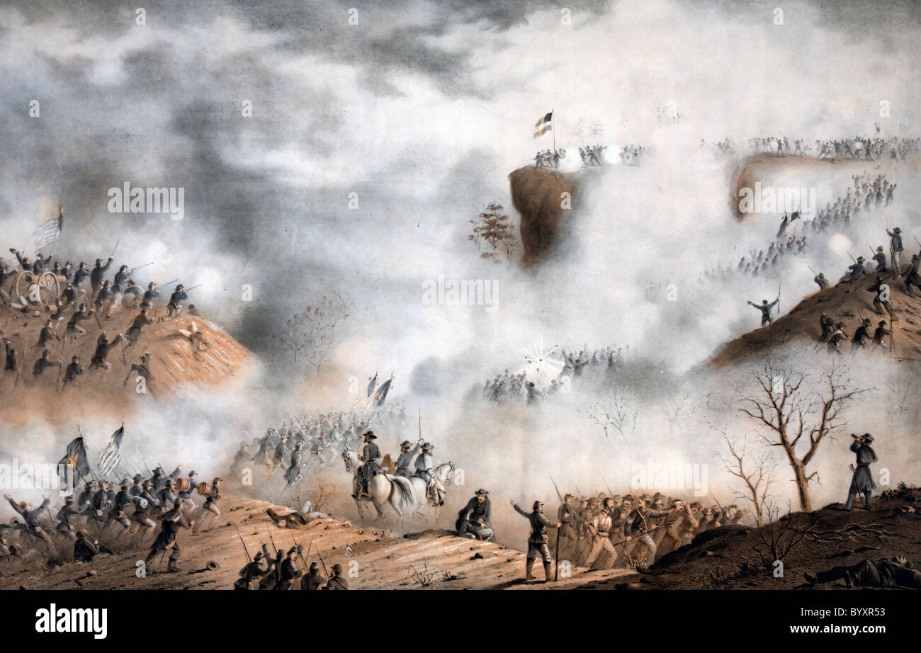 D'Assaut et capture de Lookout Mountain - Novembre 24, 1863 pendant la guerre civile USA Banque D'Images