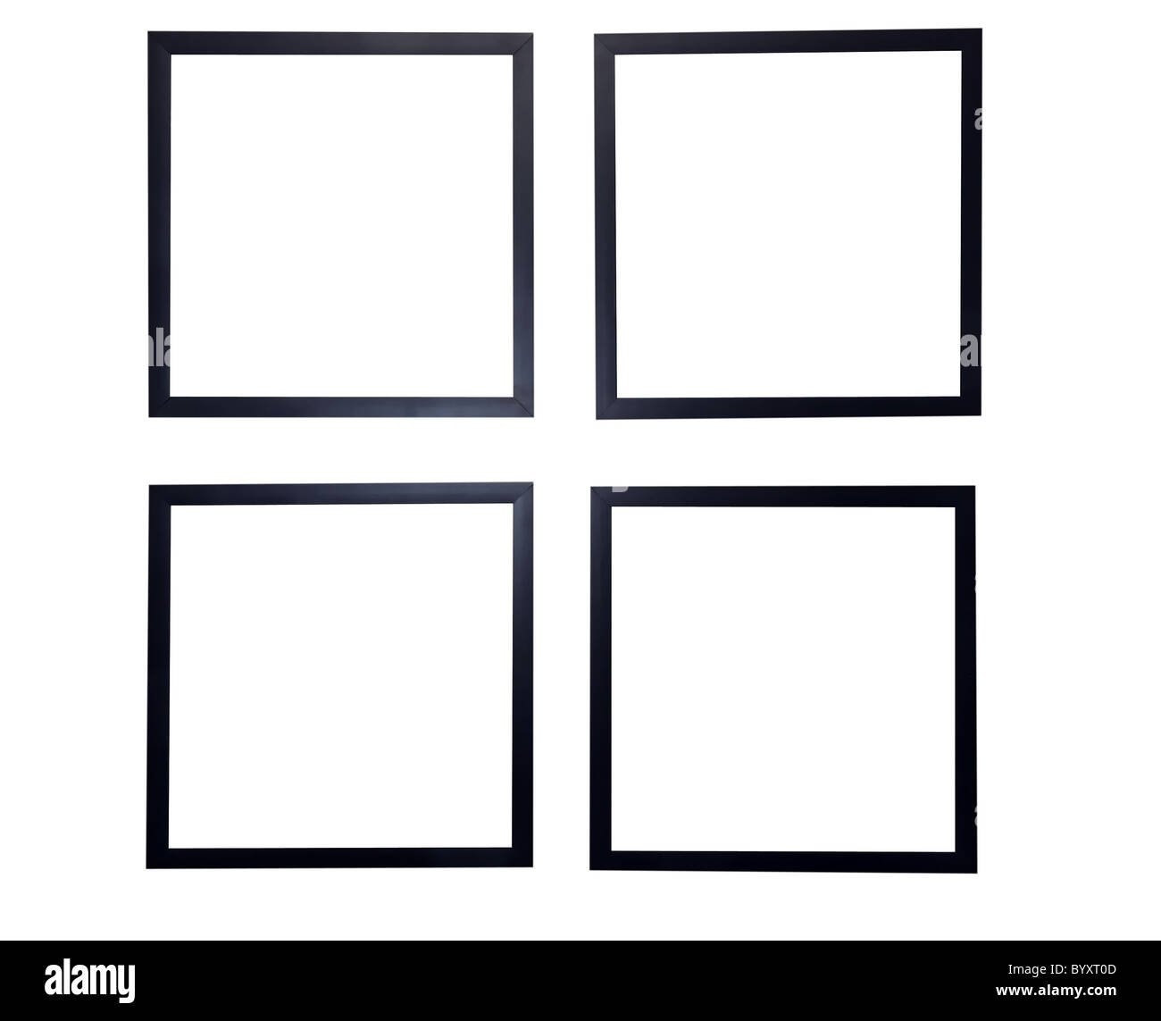 Quatre cadres de tableau blanc isolé sur blanc. Banque D'Images